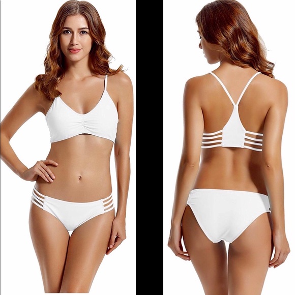 PLUS SIZE WHITE STRAPY BIKINI - Picture 2 of 6